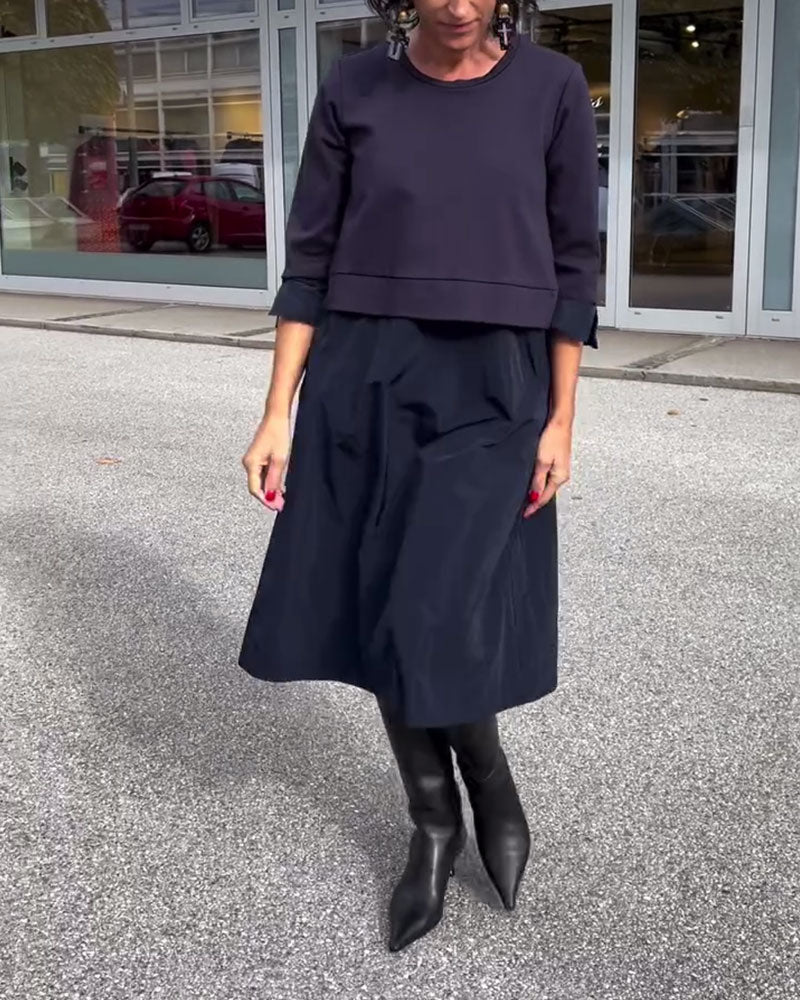 Klänning Rund Halsringning Lapparbete Modern