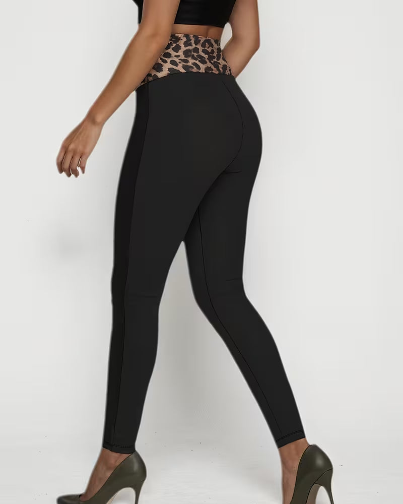 Byxor Hög Midja Leopard Tryck Tight Smala