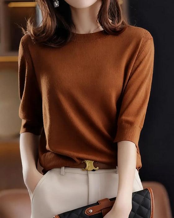 Pullover Lös Rundhals Casual