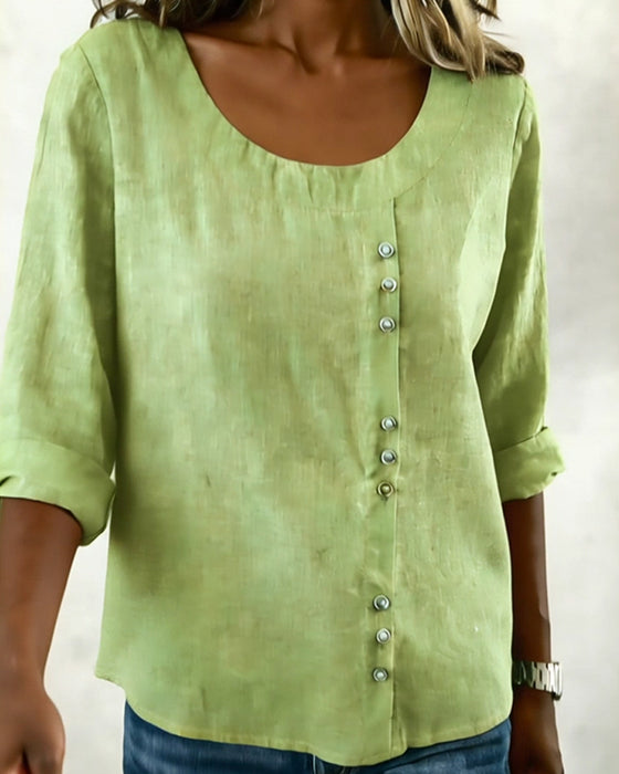 Topp Rund Halsringning Lång Ärm