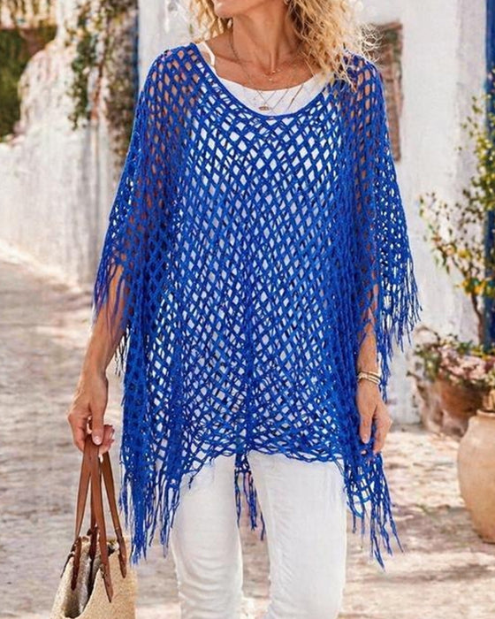 Pullover Fringe Mesh Urholkning