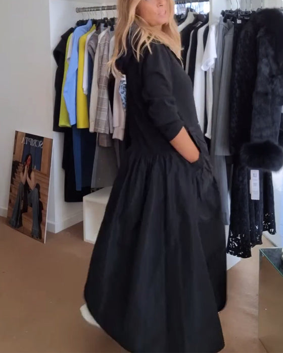 Klänning avslappnad dragkedja med huva och lappficka