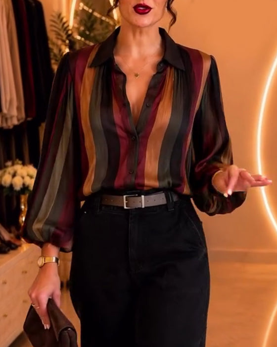 Blus Retro Rand Puffärm