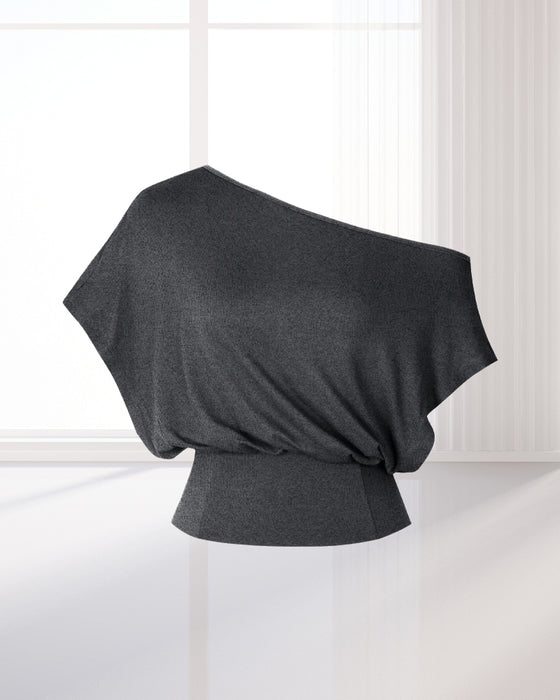 T-Shirt Asymmetrisk Fåll Åtsittande Fladdermus