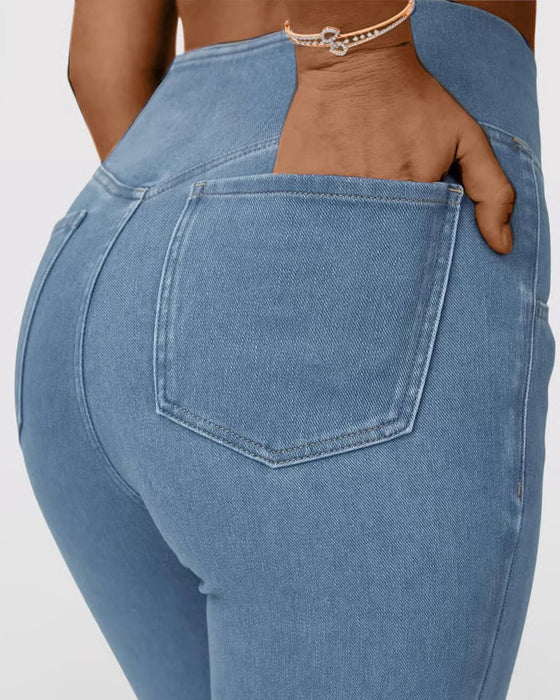 Byxa Hög Stretch Mode Ficka Flare