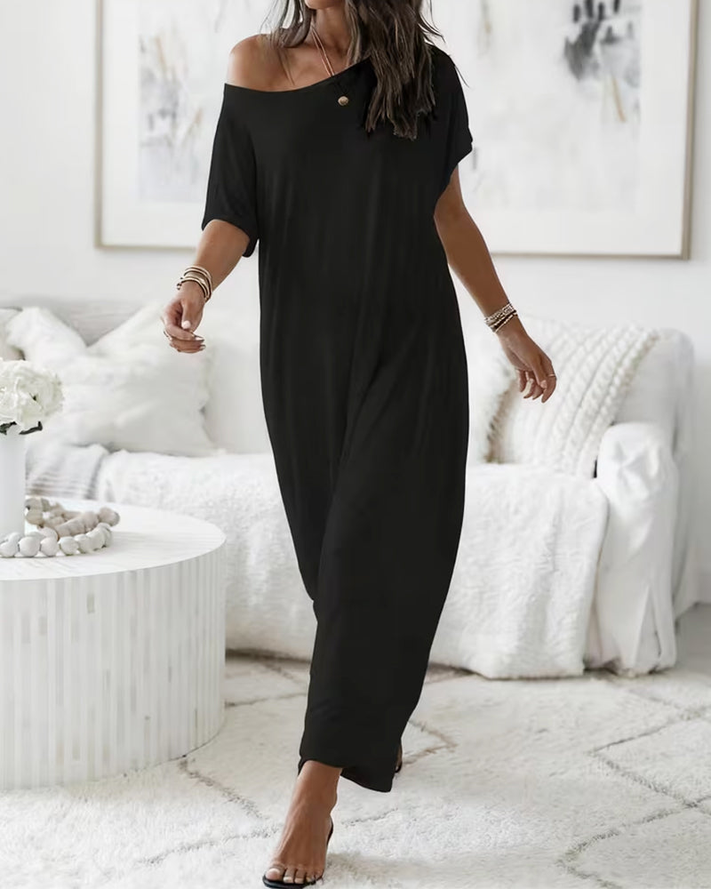 Klänning Enfärgad Lång Casual