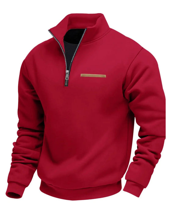 Sweatshirt Enfärgad Ståkrage Dragkedja