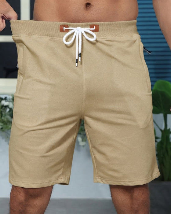 Shorts Elastisk Midja Dragsko Solid Färg Herr