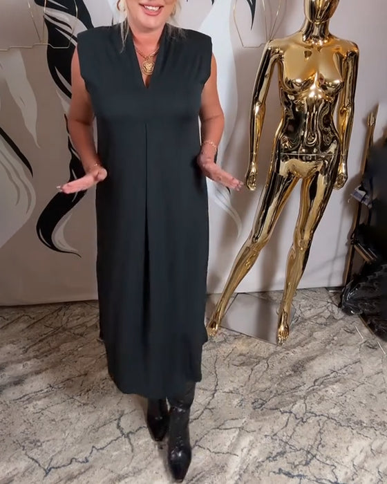 Modig Ärmlös Klänning Med V-Ringning