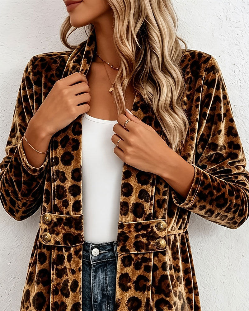 Kappa Leopardmönster Mellångd Cardigan