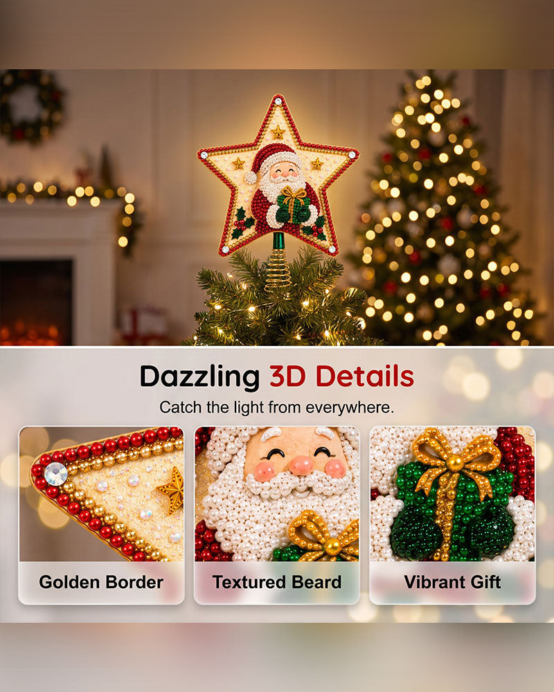 DIY Femuddig Stjärna Diamantmålning Julgranstopp
