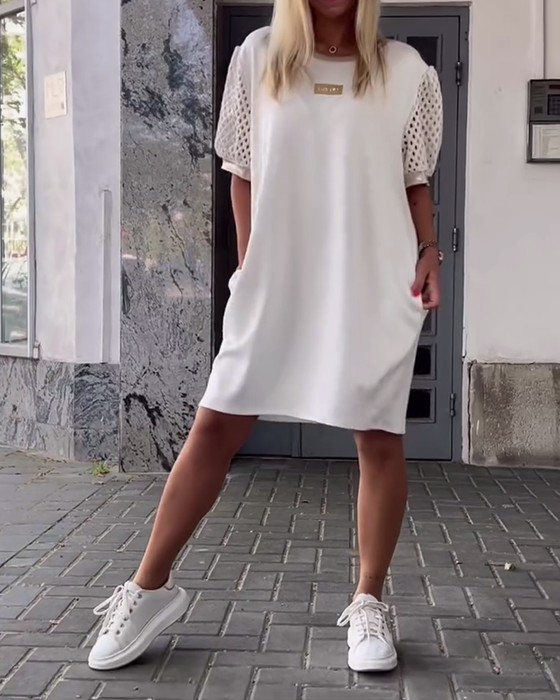 Klänning Rund Hals Ihålig Rak