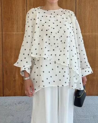 Blus Polka Dot Oregelbunden