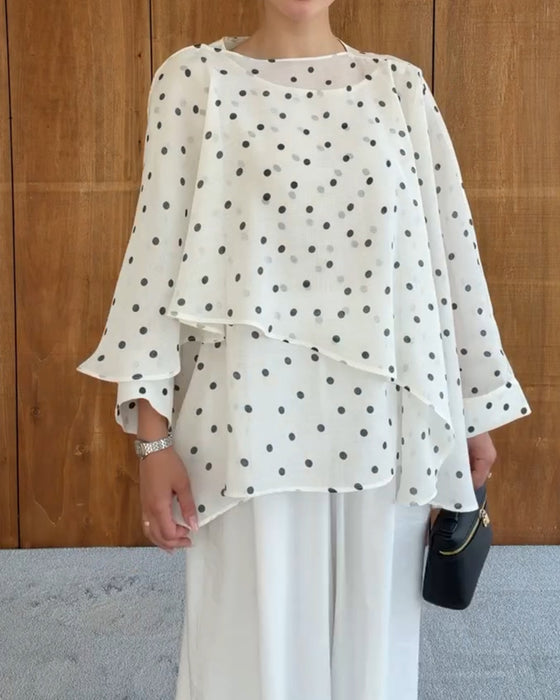 Blus Polka Dot Oregelbunden