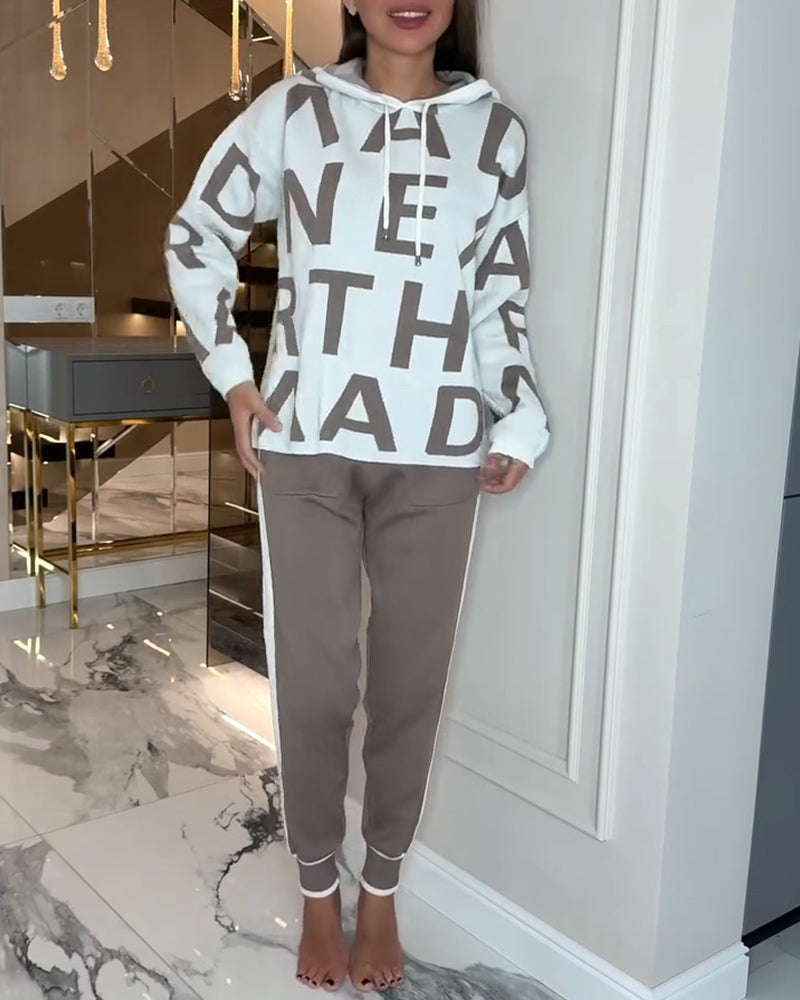 Tvådelad Set Med Huva Och Bokstavsprint