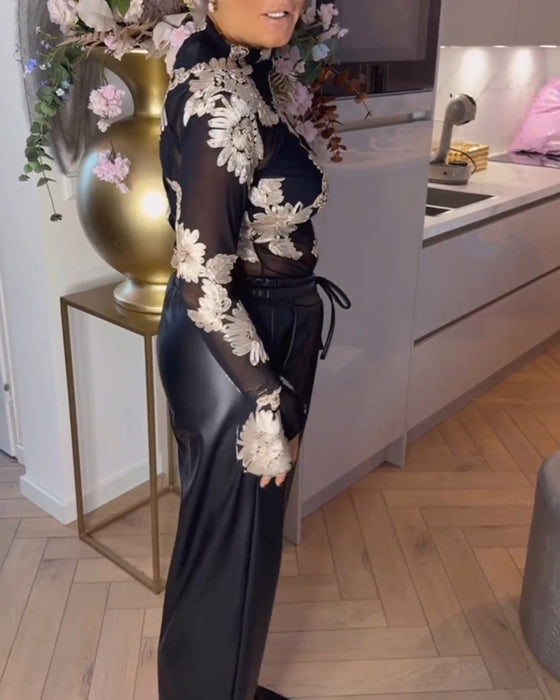 Blus Trumpetärm Mod Blommor