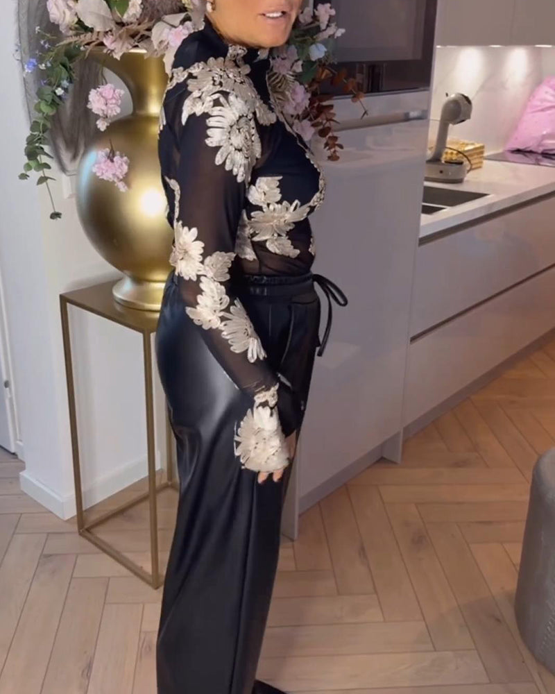 Blus Trumpetärm Mod Blommor