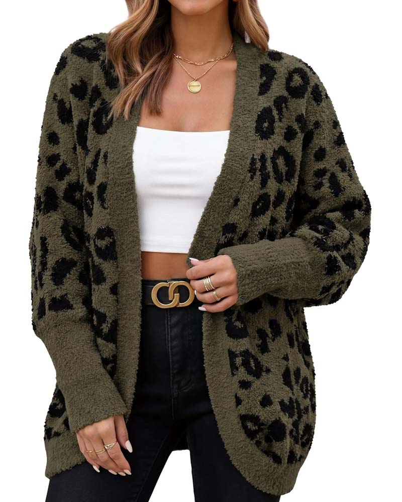 Kofta Lös Leopardmönster Långärmad