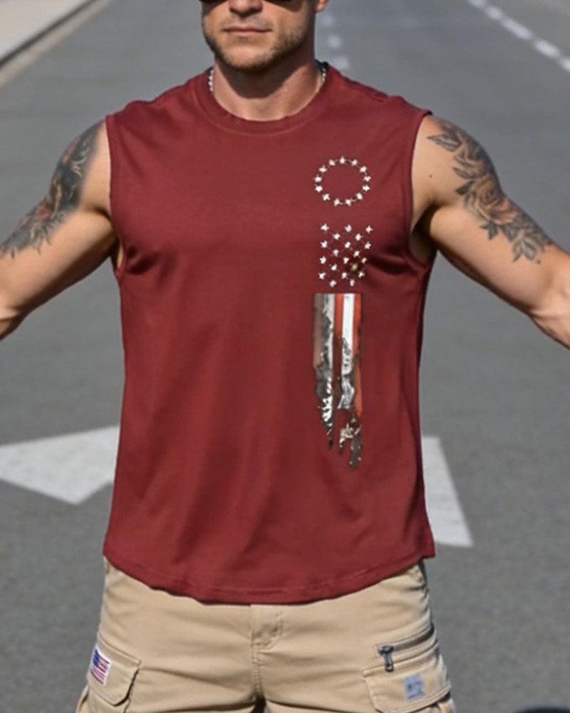 Linne Mode Tryck Ärmlös