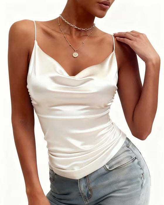Kamisoltopp Enfärgad Cowl Neck