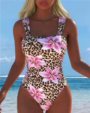 En-Delad Leopard Och Lilja Tryck