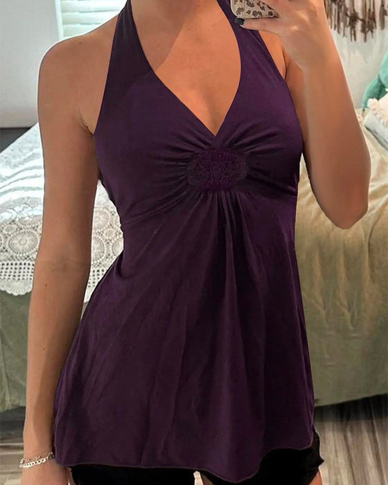 Tank Top Halter V-Hals Twist Solid