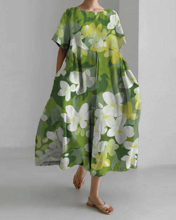 Lös kortärmad klänning med tryck