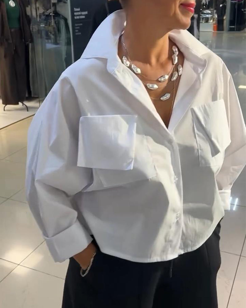 Skjorta Stilfull Enfärgad Fickdesign