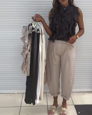 Tank Top Designer Ruffle Ärmlös