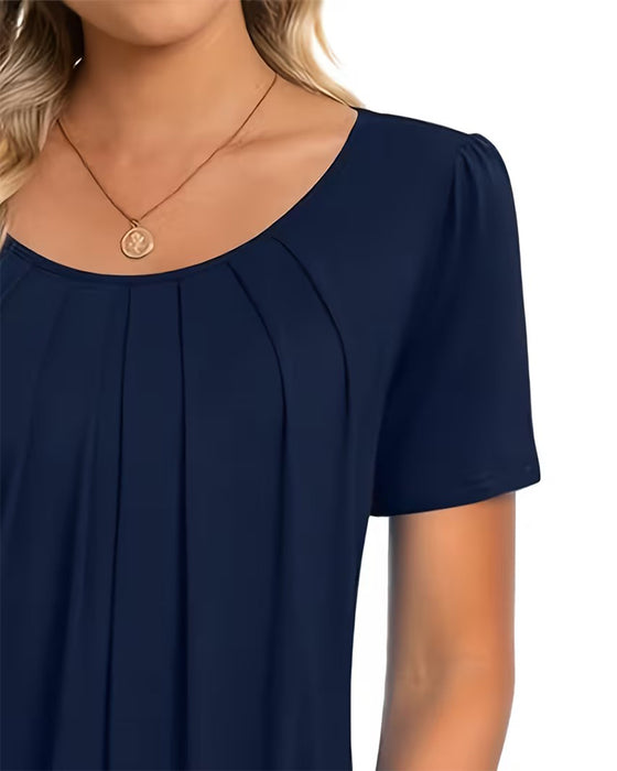 T-Shirt Veckad Casual Kort Ärm