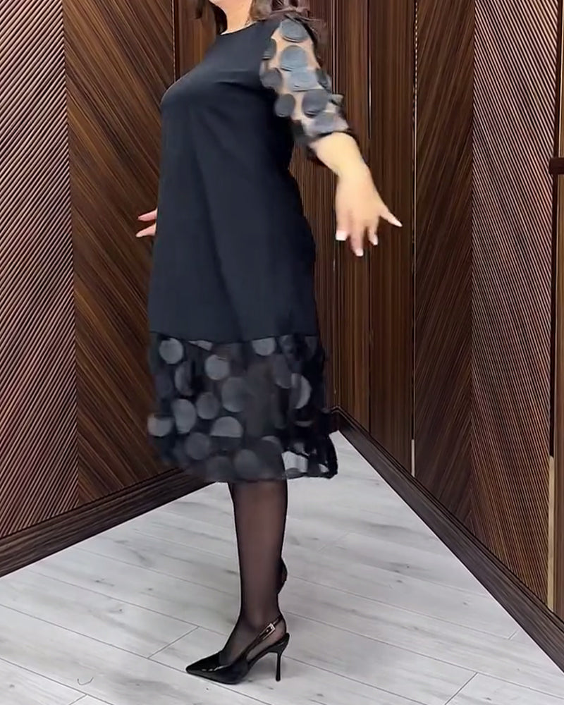 Klänning Nät Sticksöm Modig Rund Halsringning