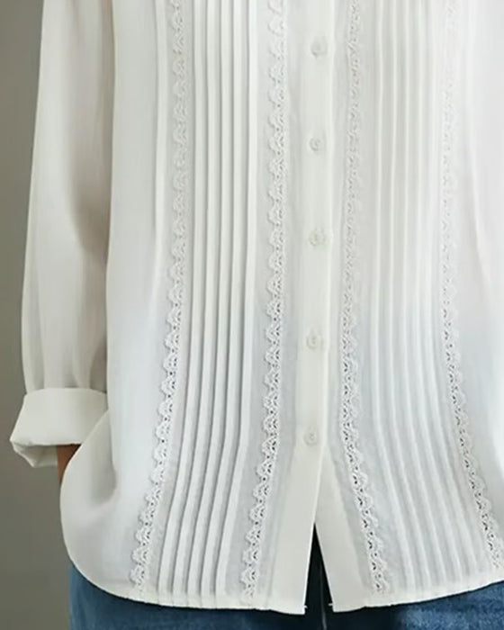 Skjorta Dockkrage Enfärgad Långärmad