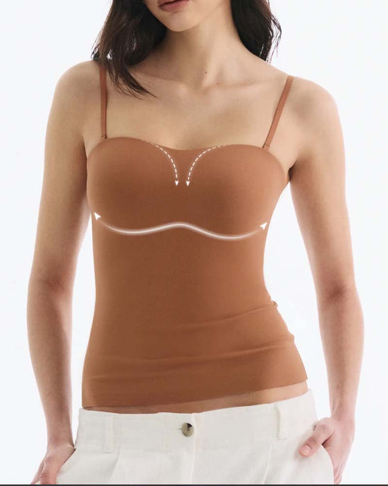 Cami Top Axelbandslös Solid Inbyggd BH
