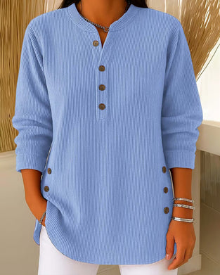 Pullover Henley Knapp Solid