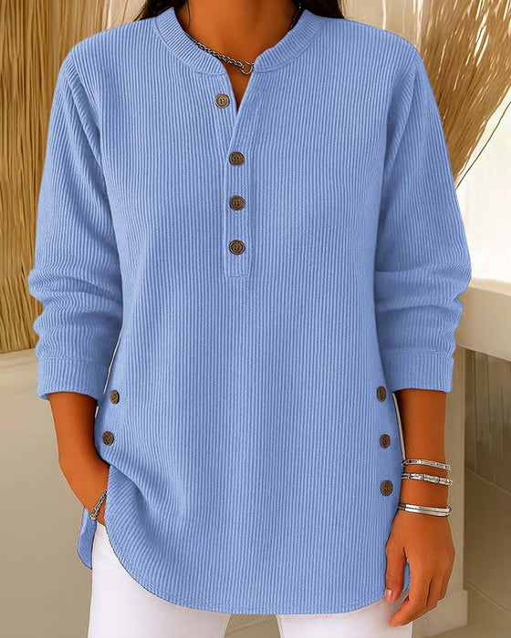 Pullover Henley Knapp Solid