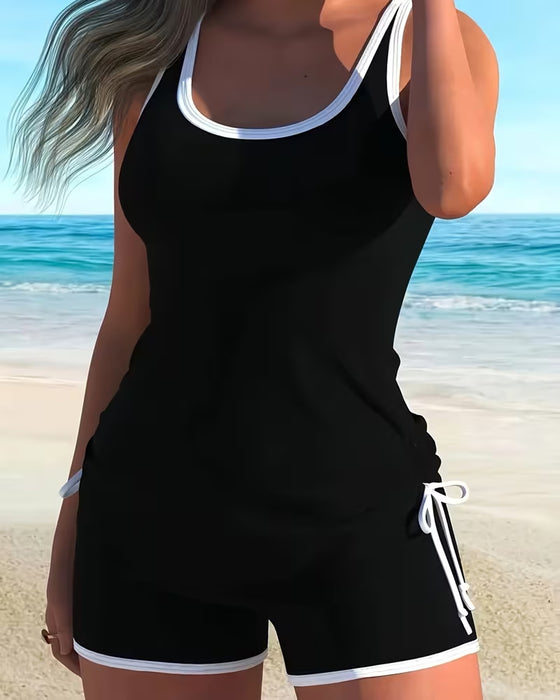 Tankini Färgblockad U-Halsad