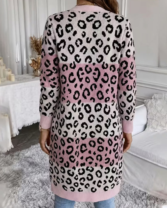 Kardigan Leopardtryck Långärmad