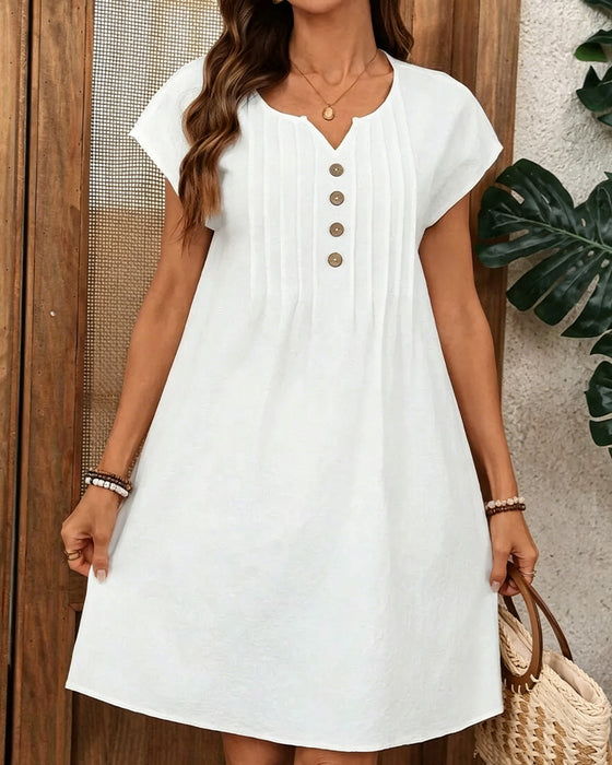 Klänning Liten V-Ringad Veckad