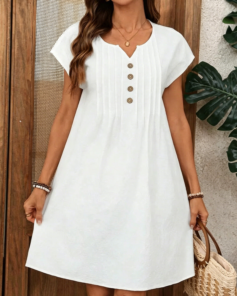 Klänning Liten V-Ringad Veckad