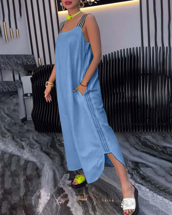 Klänning Med Spliced Hängslen Lös