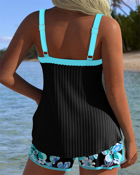 Tankini V-Ringad Tryckt Sportboxerbyxor
