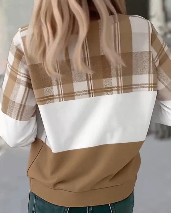 Tröja Avslappnad Rutig Kontrastfärg