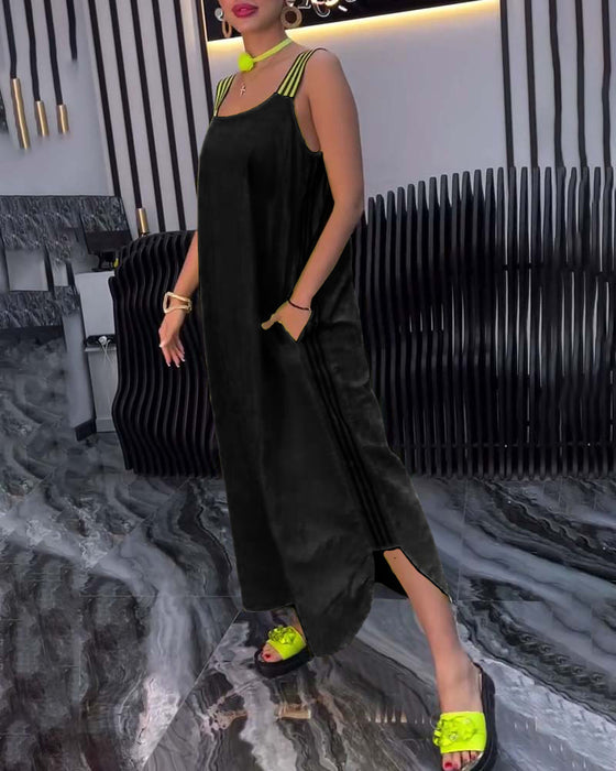 Klänning Med Spliced Hängslen Lös