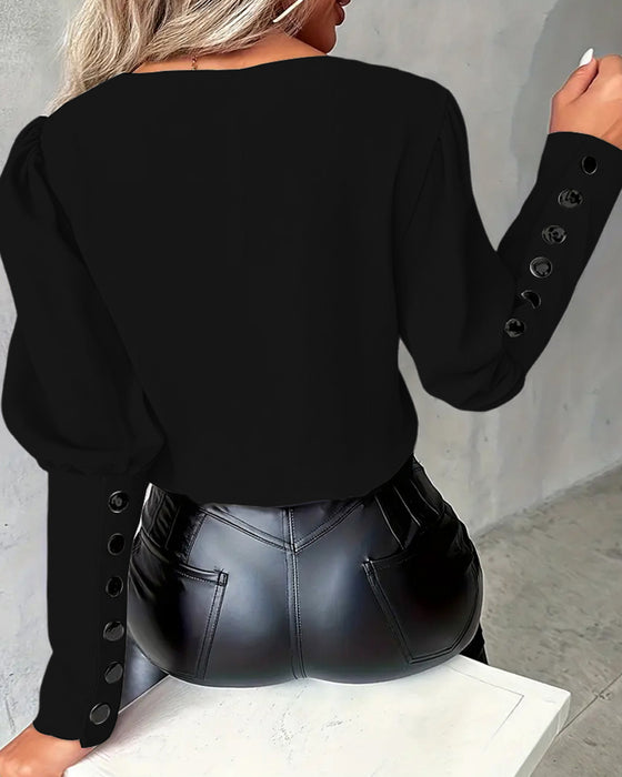 Översta Hästsko Ärm V-Ringning Kontrastfärg