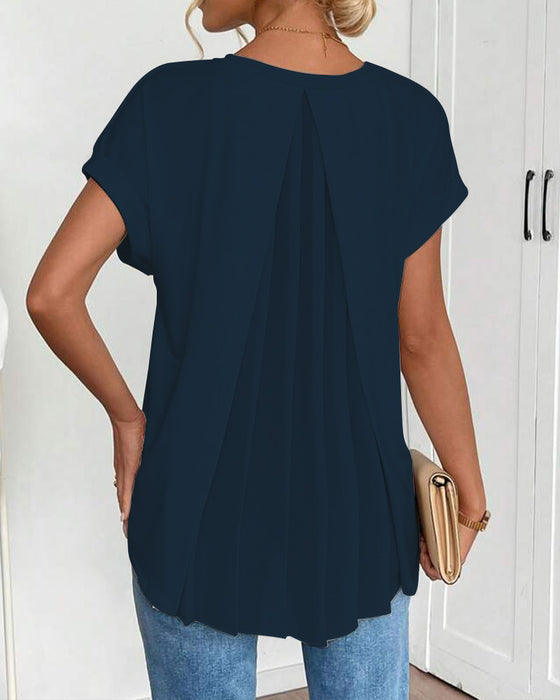 T-Shirt Kortärmad Enfärgad Lapptäcksdesign