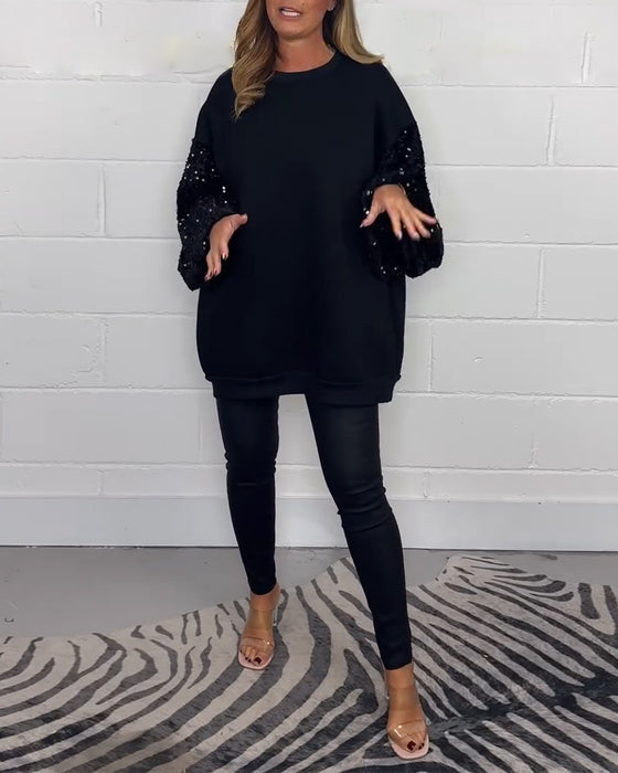 Rund halsad långärmad casual sweatshirt med tröja