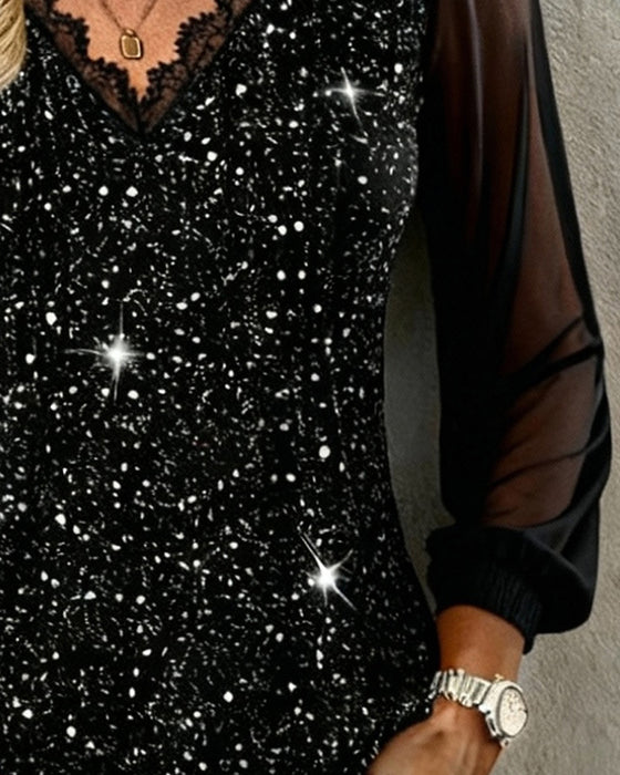 Modellblus Med Långa Ärmar Och V-Ringning