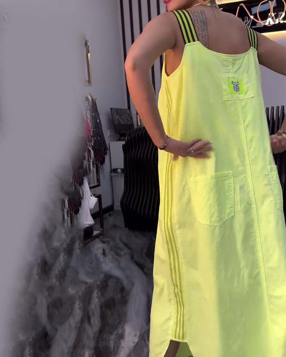 Klänning Med Spliced Hängslen Lös