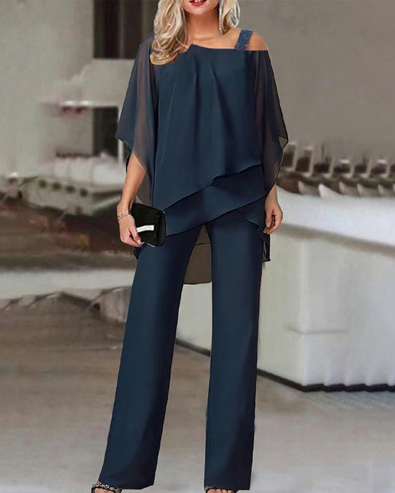 Tvådelat Set Off-Shoulder Fladdermusärm