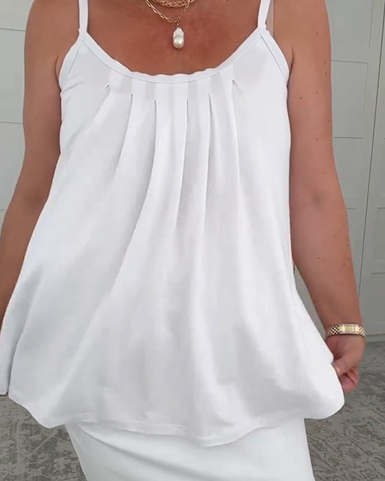 Väst Hängslen Plisserad Bottoming